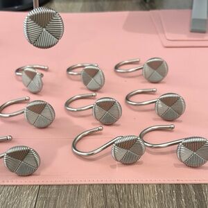 Silver Metal Shower Curtain Hooks